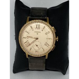 Fossil FTW1116 Women Brown Leather Rose Gold Analog Dial Hybrid Smartwatch XX631
